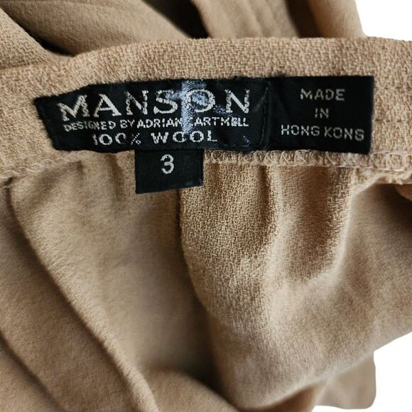 Vintage 80s Adrian Cartmell Wrap Skirt Womens Size XS Brown Beige Pockets Wool L - Picture 5 of 5